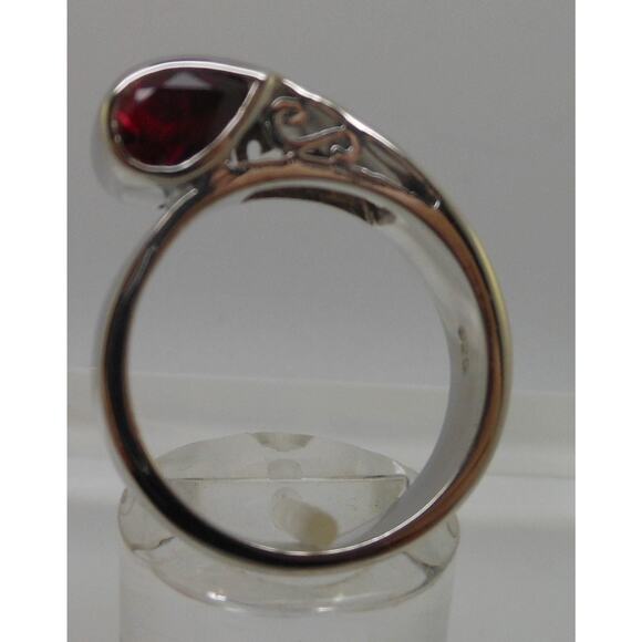 Vintage Sterling Silver 9.1grams Modern Two Garnet Ring Size 8.5 11mm wide 925 - Picture 1 of 10